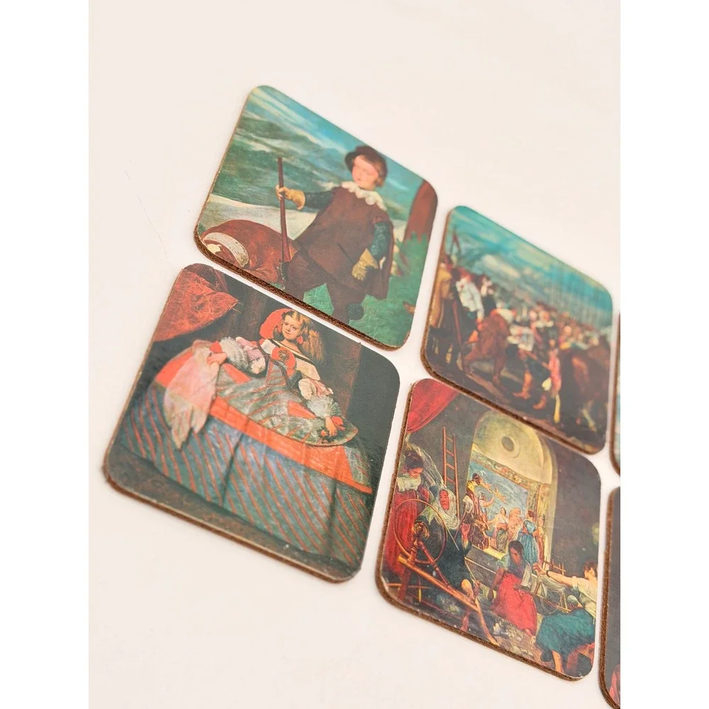 Vintage Diego Velazquez Fine Art Cork Coasters Set of 6 Spanish Baroque Painting